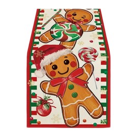 SiaBiced Christmas Tablecloth, Rectangular Tablecloth, Seasonal Winter Tablecloth, Gingerbread Man, as described