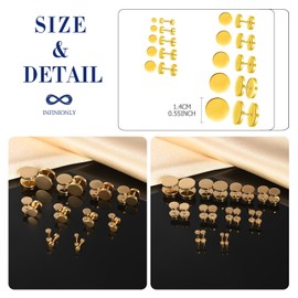 INFINIONLY Men's Women's Stainless Steel Round Barbell Earrings Studs 10 Pairs Earrings Set in Different Sizes for Girls Boys Fashion Novelty Statement Pierced Earrings Creative Jewellery