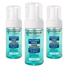 SafeHands #1 Alcohol Free Foam Hand Sanitizer Brand, Clean Linen (1.75 Oz (3-Pack))