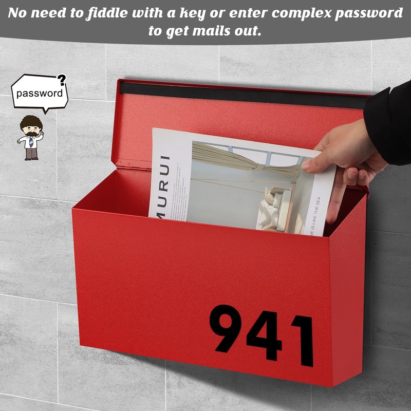 KYODOLED Wall-Mount Mailbox, Large Capacity Mail Box, Galvanized Steel Rust-Proof