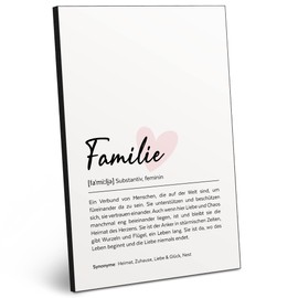 ARTFAVES® Word Explanation Family (Handwriting) | Definition Picture as a Gift | Wooden Sign with Saying on the Theme Family | Made of Thick Wooden Board, Requires No Frame