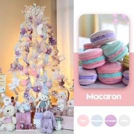 Sea Team 25-Pack Flocked Velvet Christmas Tree Ball Ornaments Set, Decorative Hanging Baubles, Shatterproof Plastic Decorations for Xmas Tree, Wreath, Garland, 60mm/2.36 Inches, Macaron