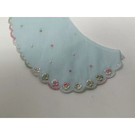 Unbranded New Vintage Child/Baby Peter Pan Embroidered Collar LIGHT BLUE W/FLOWERS
