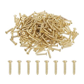 sourcing map 500Pcs ST2x12mm Pan Head Self Tapping Screws, Galvanized Carbon Steel Self Drilling Screws for Metal Sheet Metal Screw, Gold