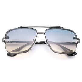 COASION Mens Sunglasses Costume Eyewear Retro Square Aviator Sun Glasses Frames for Women (Gunmetal/Gradient Blue)