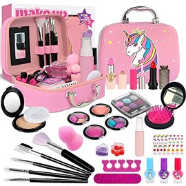 Maquillaje para Niñas-27 pcs, Kit de Maquillaje de Simulación No Tóxico, Set de Maquillaje para Niñas, Juego de Cosméticos de Juguete, Regalos para Ni