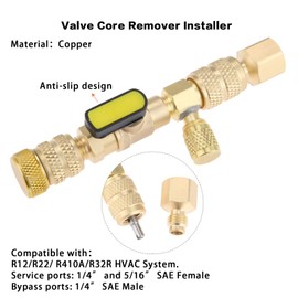 gohantee R410A Valve Core Remover Installer with Dual Size SAE 1/4 & 5/16 Port AC Valve Core R22 HVAC Valve Core Removal Installer Tool Air Conditioning Line Repair Tools
