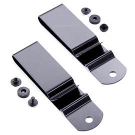 Universal Heavy Duty Metal Belt Clips - (Fits 1.75 inch Belts) - (Black) - (w/Hardware) - (10 Pack) - Replacement Steel Clip Holder for Holsters, Sheaths, Phone Cases