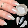 Magic White Pearl cromado Nail Powder Solid Glitter Fairy Shell