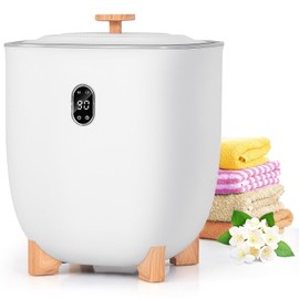 Giantex 25L Towel Warmer Bucket - Electric Towel Heater for Bathroom, 2 Temperature Settings, 20-60 Timer, Auto Shut Off, Blanket Warmers for Home Spa, Fits Two 45" x 70" Oversized Towels, White