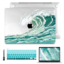 Batianda for 2022 MacBook Pro 13 inch Case M2 Chip 2021 2020 Release Model: A2338 M1/A2289/A2251, Plastic Hard Shell Case with Keyboard Cover Screen Protector for MBP 13" with Touch Bar (Wave)