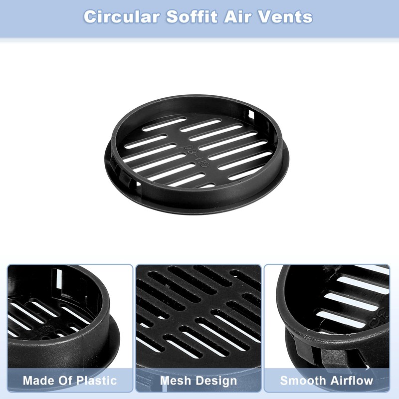 sourcing map 8Pcs 80mm/3.15" Circular Soffit Air Vents, Plastic Soffit