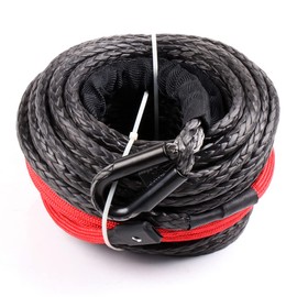 AUTOMUTO Heavy Duty New 20500LB 3/8" x95' Synthetic Winch Line Cable Recovery Rope for ATV SUV UTV Black