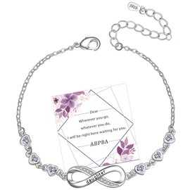 ABPBA Silver Bracelet for Women, 925 Silver Bracelet for Women, Shiny Cubic Zirconia Heart Bracelet, Sterling Silver Bracelet for Women