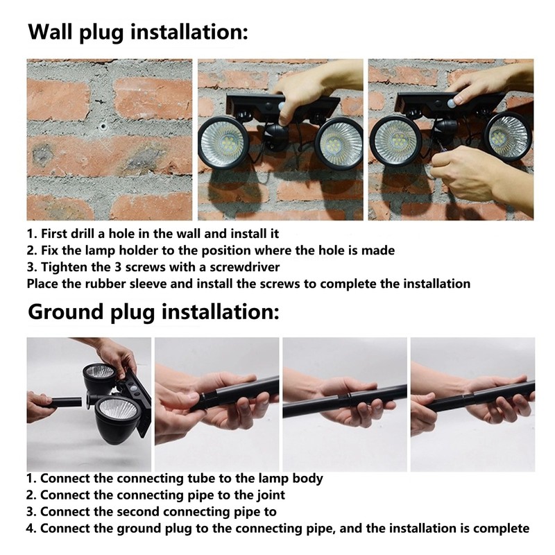 Solar Projection Light Human Body Induction 2‑Color Solar Lawn Lamp