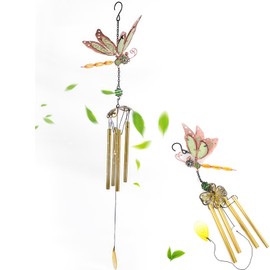 Wind Chimes, Colorful Dragonfly Wind Chime Aluminum Pipe Windchimes with Pendant, Indoor Outdoor Chimes Garden Ornaments for Terrace Balcony Yard Pavilion Window Decor, Gift for Nana Mother, Green