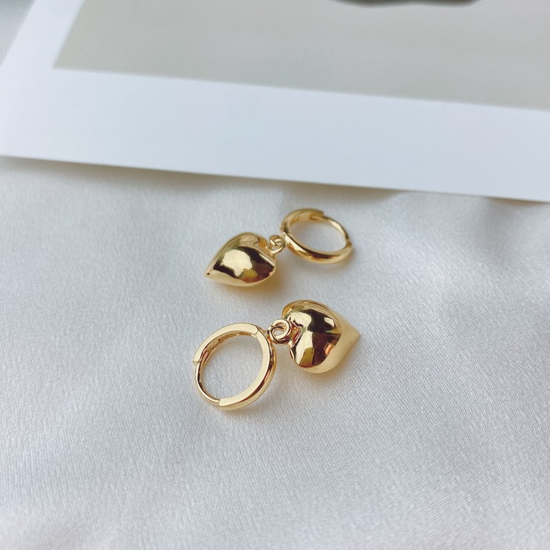 14k volume heart plump one-touch silver earrings volume heart plump