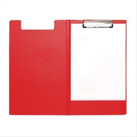 5 Star Fold-over Clipboard with Front Pocket Foolscap Red