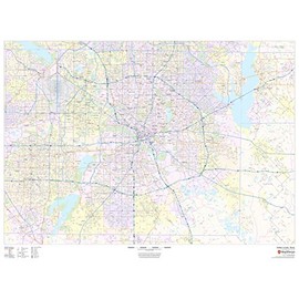 Dallas County, Texas - 48" x 36" Laminated Wall Map