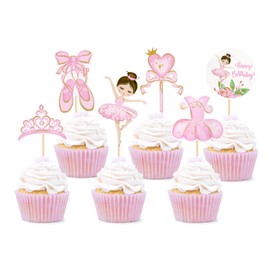 Blumomon 24StückCupcake Toppers Ballett Tänzer Mädchen Cupcake Toppers Composite Ballett Tänzer Baby Mädchen Cupcake Picks Tanz Tutu Kuchen Dekorationen