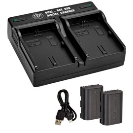 BM 2-Pack of LP-E6N Batteries and Dual Battery Charger for Canon EOS R, EOS 90D, EOS 60D, EOS 70D, EOS 80D, EOS 5D II, 5D III, 5D IV, EOS 6D, EOS 6D Mark II, EOS 7D, EOS 7D Mark II, XC10, XC15 Cameras