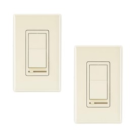 CLOUDY BAY in Wall Dimmer Switch for LED Light/CFL/Incandescent,3-Way Single Pole Dimmable Slide,600W max Incandescent,150W max Dimmable LED/CFL, Cover Plate Included,Almond,2 Pack