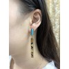 Rectangle Turquoise Dangle Earrings for Women Girls Gold Plated Long