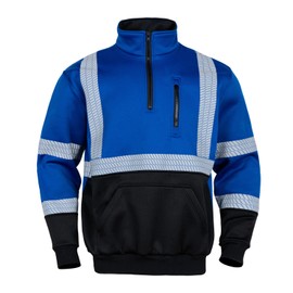 FONIRRA High Visibility Reflective Hoodies for Men Cold Weather Zip Safety Sweatshirts ANSI Class 3 Hi Vis Work Construction Jackets