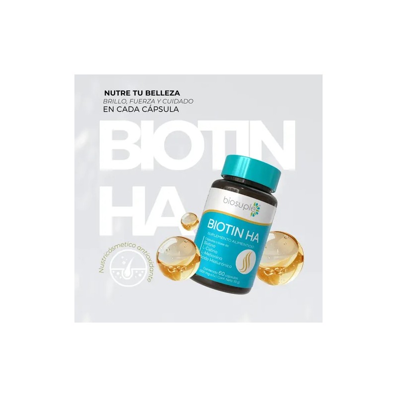 Biosuple Biotina Ácido Hialurónico Vitaminas 60 Cápsulas Uñas Cabello