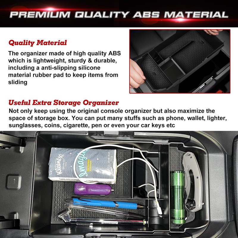 Xotic Tech Car Center Console Organizer Tray Armrest Glove Secondary