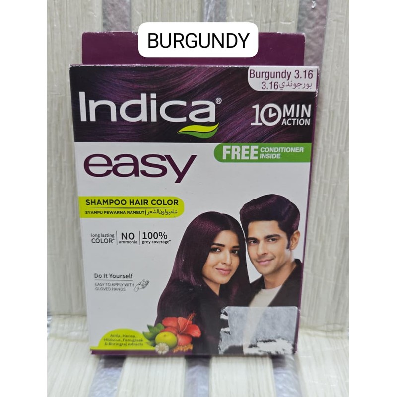 INDICA SHAMPOO HAIR COLOUR DARK BROWN/BURGUNDY/NATURAL BLACK C.F