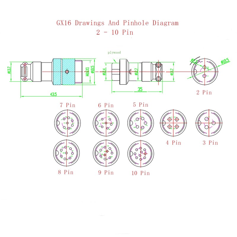 GX16 4 Pin Cable Single Female Aviation Cordset, GX16 4