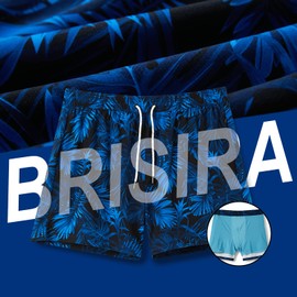BRISIRA Mens Swim Trunks Bathing Suit 5 Inch Inseam Compression Liner Beach Swim Shorts Swimwear Quick Dry Zipper Pocket