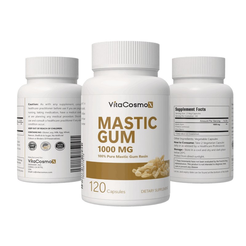 VitaCosmoX Mastic Gum 1000mg 120 Capsules | Non-GMO & Gluten