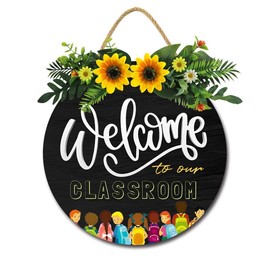 Ymaotrade Welcome To Our Classroom Sign for Classroom Door Hanger Back to School Sign Wreath Bulletin Board Decoration Teacher Welcome Signs classroom signs teacher door hanger 12in