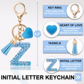 ANHBKAR Alphabet Initial Letter Keychain Cute Heart Resin - Letter Keychain for Backpack Charms - Initial Keychains for Women (Z, LIGHT BLUE)