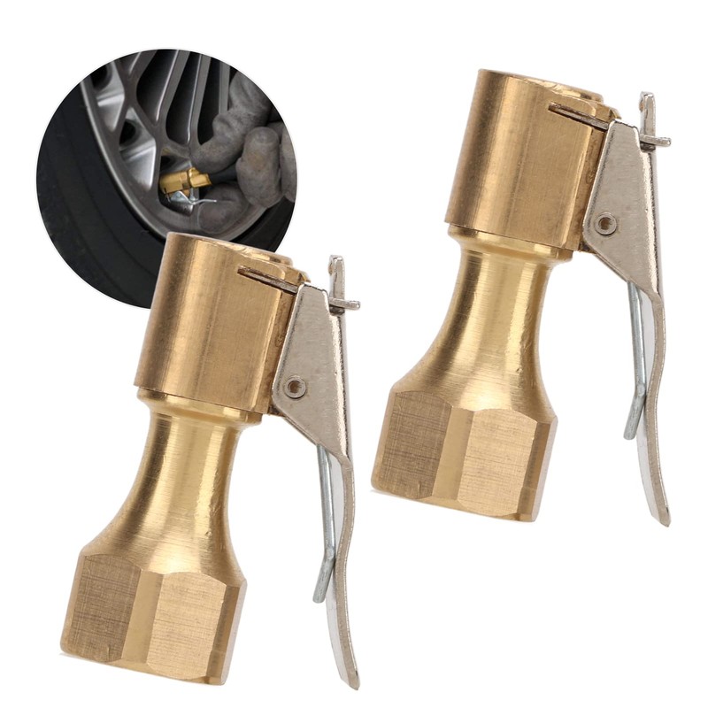 Air Chuck with Clip,2PCS Air Chuck Brass Internal Thread Tire