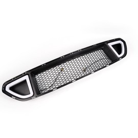 CROSSDESIGN Mesh Front Bumper Upper Hood Grille, Compatible With 2015-2017 Ford Mustang, With DRL LED White Light