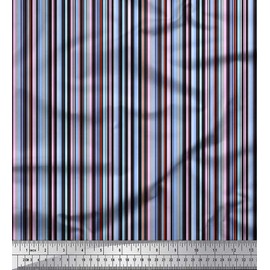 Soimoi Black Heavy Canvas Fabric Vertical Stripe Fabric Upholstery Fabric, Fabric for Home Accents Prints by Yard 58 Inch Wide