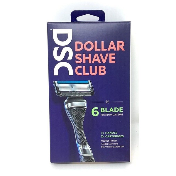 Dollar Shave Club 6 Blade Extra Close Shave Razor Handle + 2 Refill Cartridges!