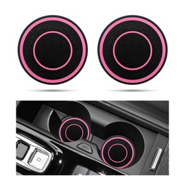 povtii 2 PCS Car Cup Holder Coasters, 2.75 Inch Diameter Dustproof Auto Cup Holder Insert Coaster, Universal Anti-Slip Drink Cup Mat for Most Vehicles, Interior Car Accessories (Pink)