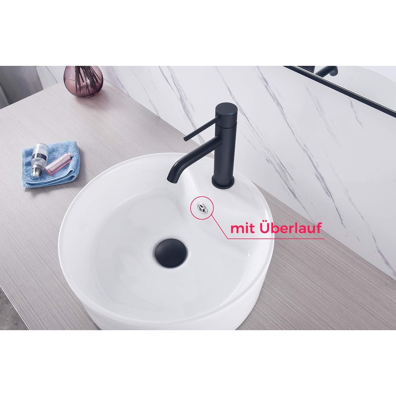 Drain Fitting with Overflow Black Matt, Keymark Universal Drain Valve