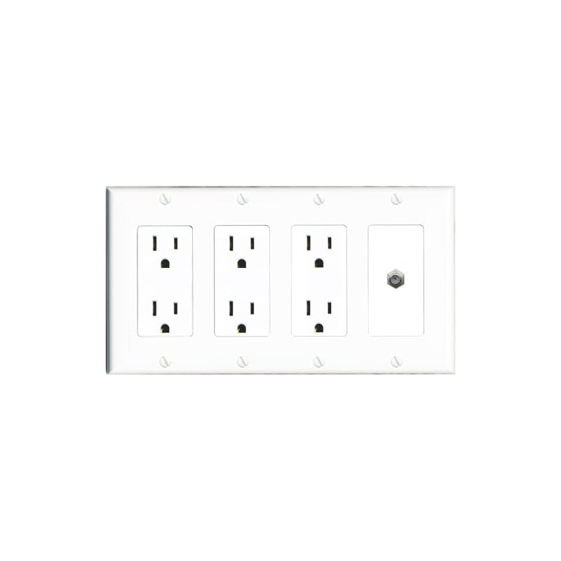 RiteAV Coax Wall Plate 4 Gang with 3 x 15A