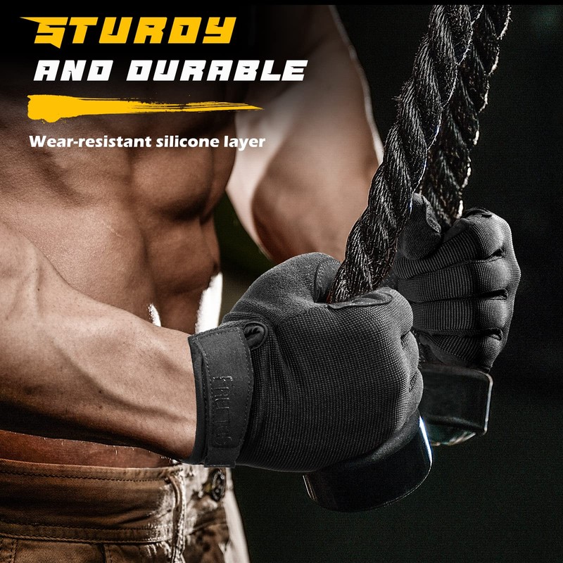 FREETOO Full-Finger Workout Gloves for Men, Padded Gym Gloves with