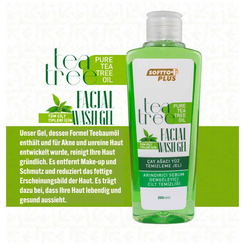 Softto+Plus Tea Tree Facial Wash Gel - Gesündere, strahlend schöne