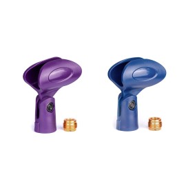 Rannsgeer Handheld Microphone Clip Mic Holder w/adapter (2 Pack) - Blue+Purple
