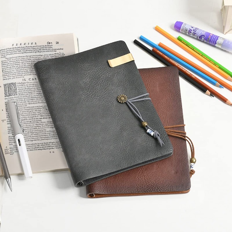 Wonderpool Leather A6 Diary Notebook Ring Binder with Pen -