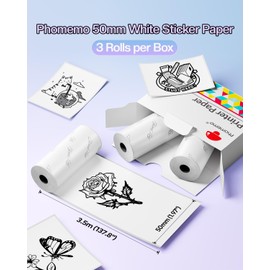 Phomemo 3 Rolls 53mm Printer Paper for M02PRO,M02,M02S,P2S,M04S,M04AS,M03,M03AS,M832,M833 Thermal Printer, Black on White, 50mm x 3.5m, 2 Year Shelf Life, 3 Rolls