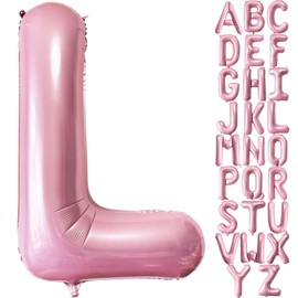 Pink Letter L Balloons, 40 Inch Pastel Pink Letter Balloons L Foil Mylar Helium Pink Letter Balloons for Birthday Party Supplies Anniversary Event Celebration Decorations Alphabet Pink L