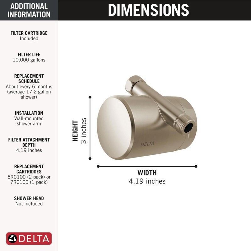 Delta Faucet Clarifi Standard Shower Filter Attachment with Filter, Shower